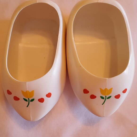Vintage CPK Cabbage Patch Kids Holland White Tulip Hearts Dutch CLOGS Shoes - Picture 4 of 5